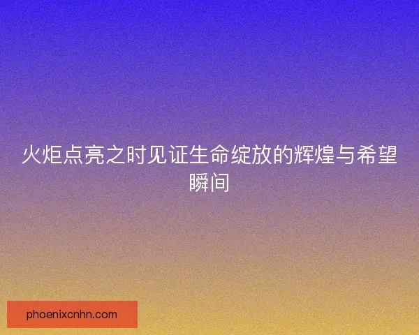 火炬点亮之时见证生命绽放的辉煌与希望瞬间